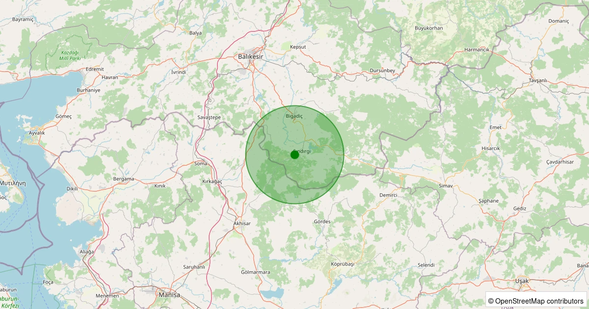 11 Kasım 2025 saat 14:48 - Sındırgı - 1.00ml depreminin harita gösterimi