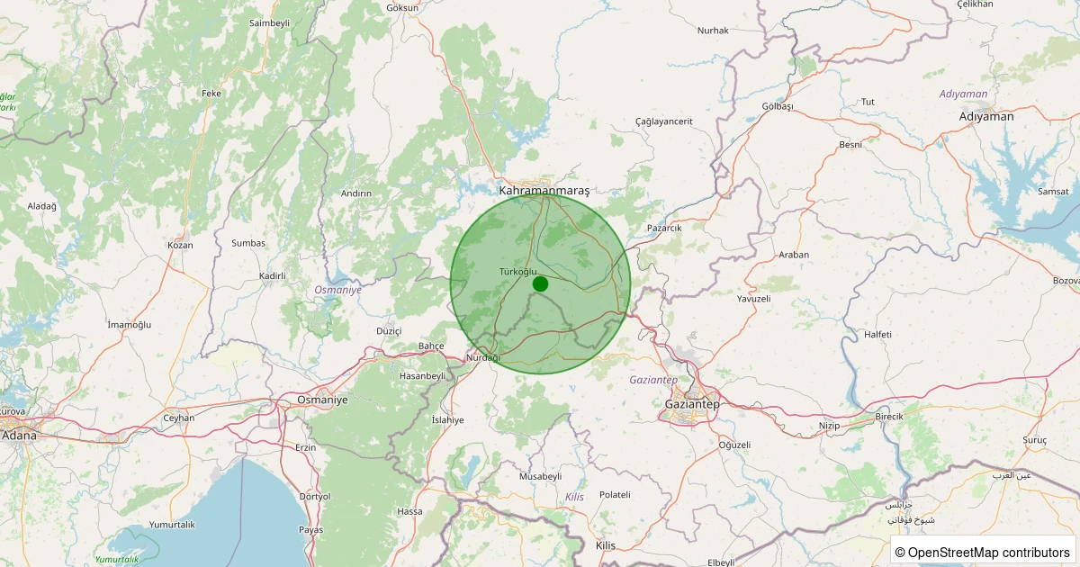 11 Kasım 2025 saat 15:35 - Türkoğlu - Çobantepe - 1.30ml depreminin harita gösterimi