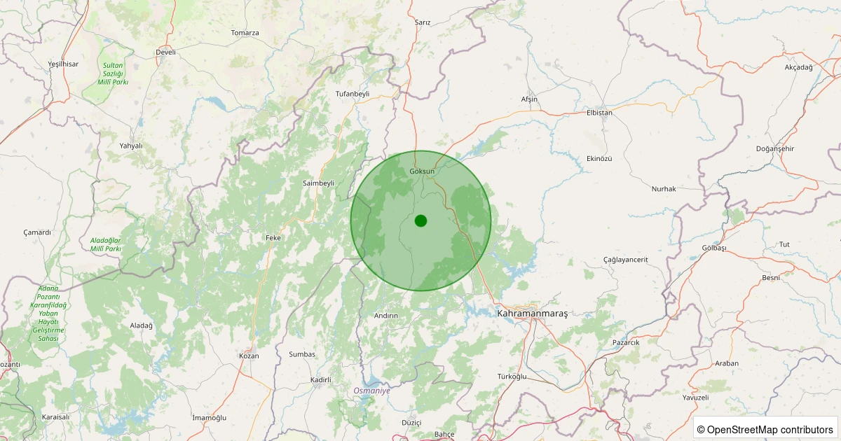 11 Kasım 2025 saat 15:16 - Onikişubat - Kumarlı - 1.80ml depreminin harita gösterimi