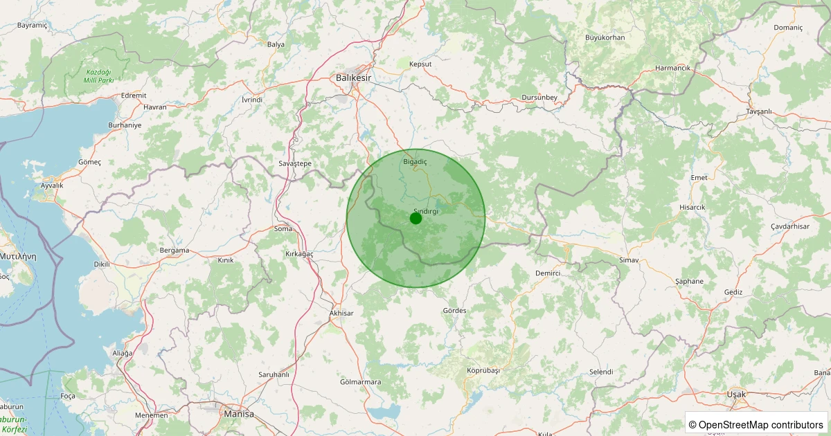 11 Kasım 2025 saat 19:17 - Sındırgı - 1.20ML depreminin harita gösterimi