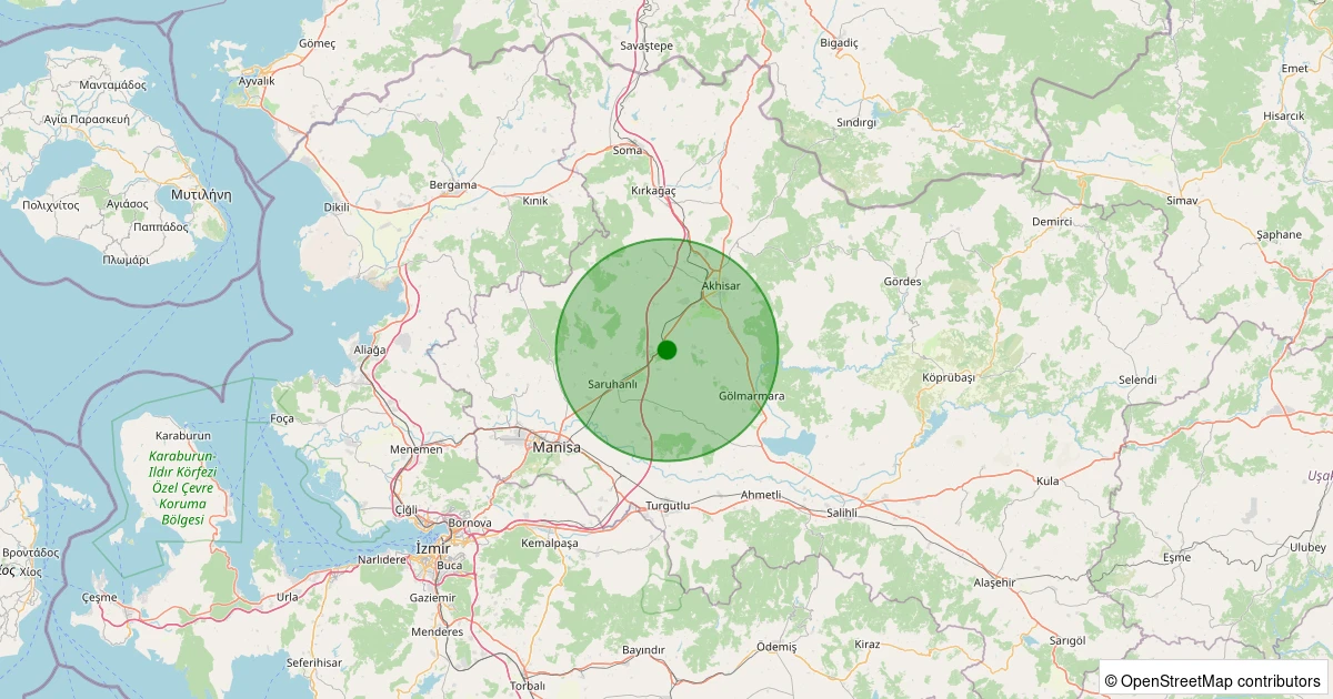 11 Kasım 2025 saat 20:15 - Saruhanlı - 1.30ml depreminin harita gösterimi