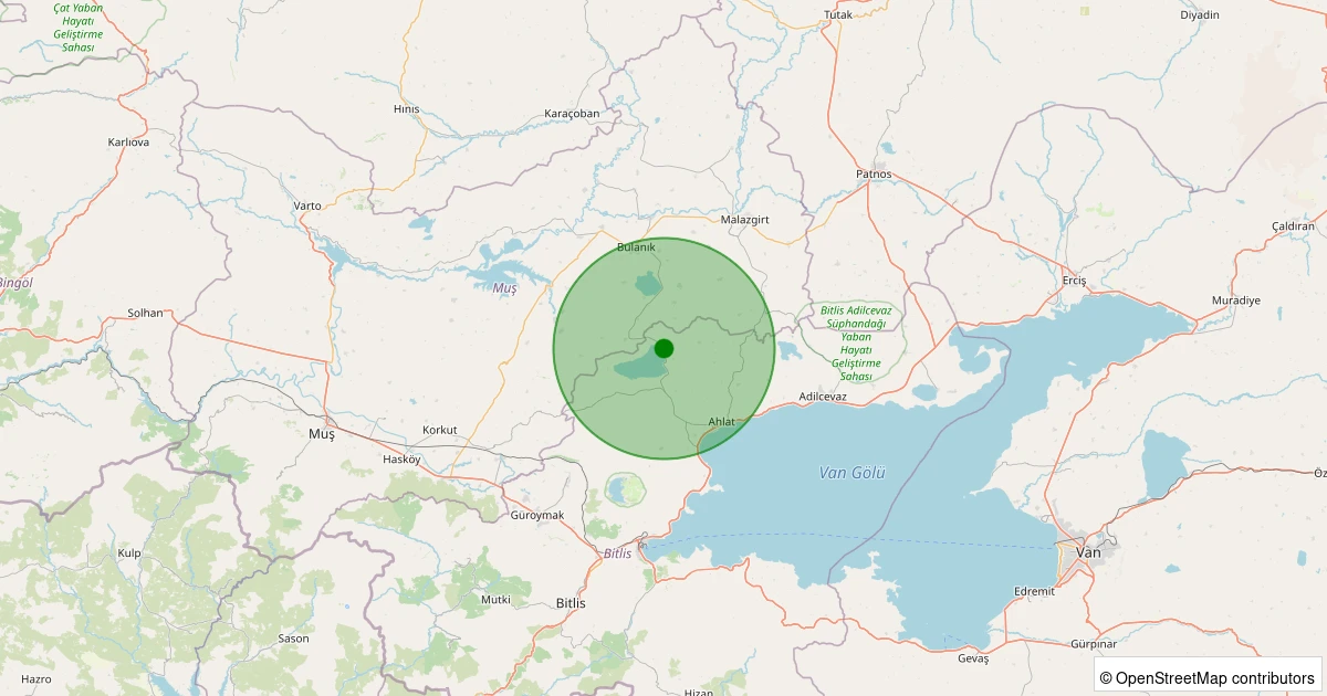 11 Kasım 2025 saat 21:14 - Ahlat - Kırıkkaya Köyü - 1.70ml depreminin harita gösterimi