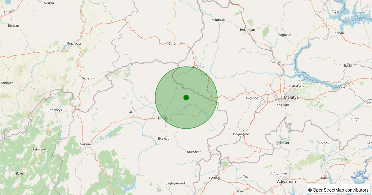 11 Kasım 2025 saat 22:51 - Elbistan - İncecik Köyü - 1.90ml depreminin harita gösterimi