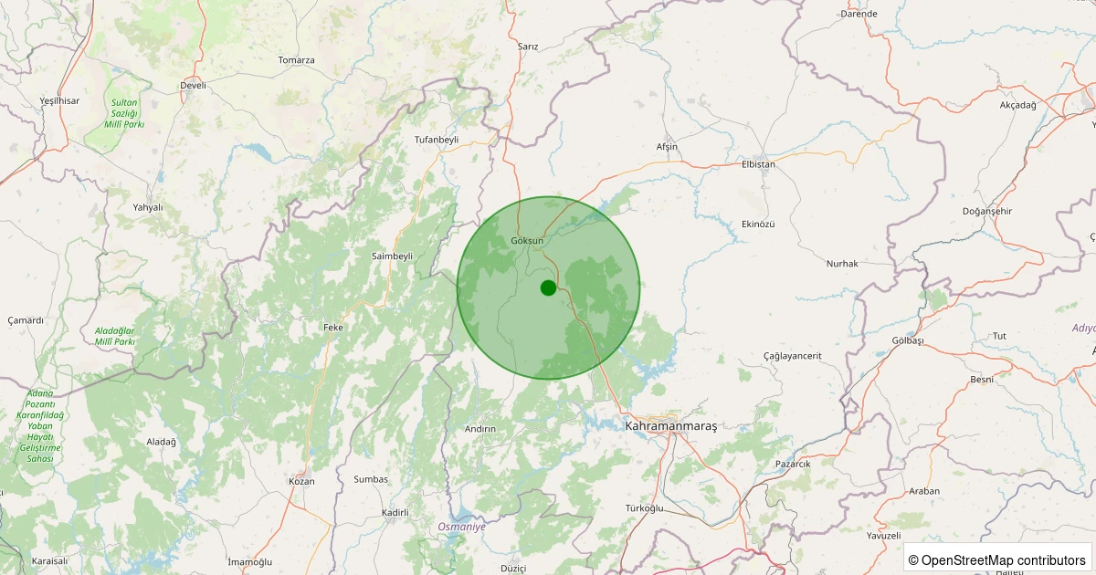 12 Kasım 2025 saat 00:29 - Onikişubat - Tekir - 1.60ml depreminin harita gösterimi