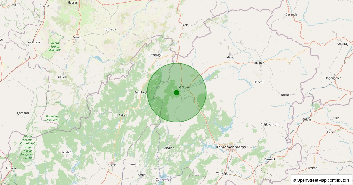 12 Kasım 2025 saat 02:56 - Göksun - Sırmalı - 0.90ML depreminin harita gösterimi