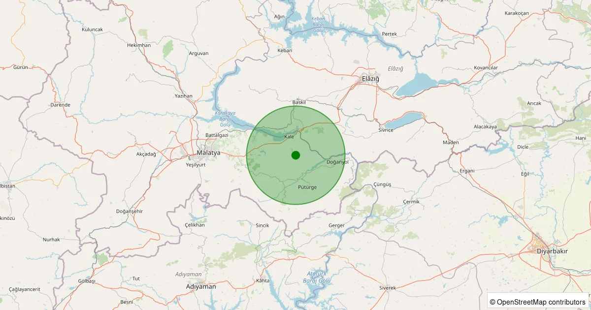 10 Ekim 2025 saat 02:13 - Kale - Tepebaşı Köyü - 2.00ml depreminin harita gösterimi