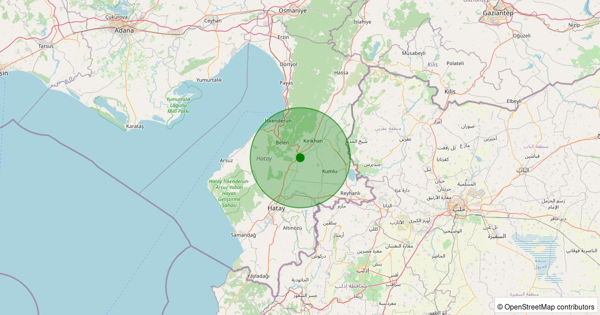 12 Kasım 2025 saat 03:52 - Belen - Bakras Şenbük - 1.60ml depreminin harita gösterimi
