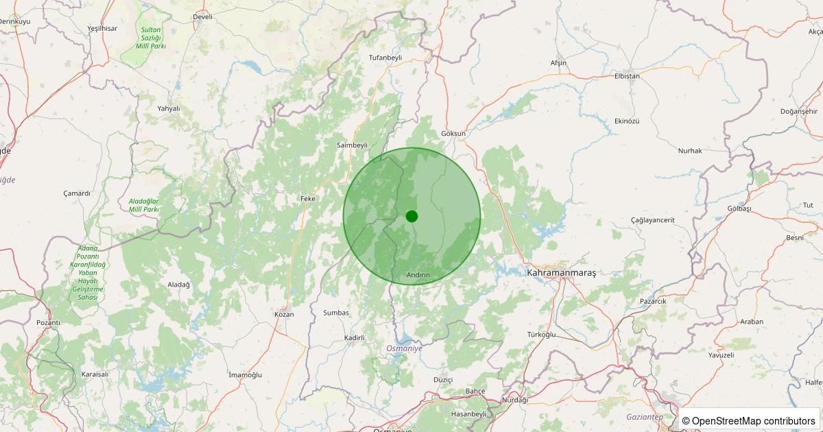 12 Kasım 2025 saat 04:01 - Andırın - Çığşar Köyü - 2.40ML depreminin harita gösterimi