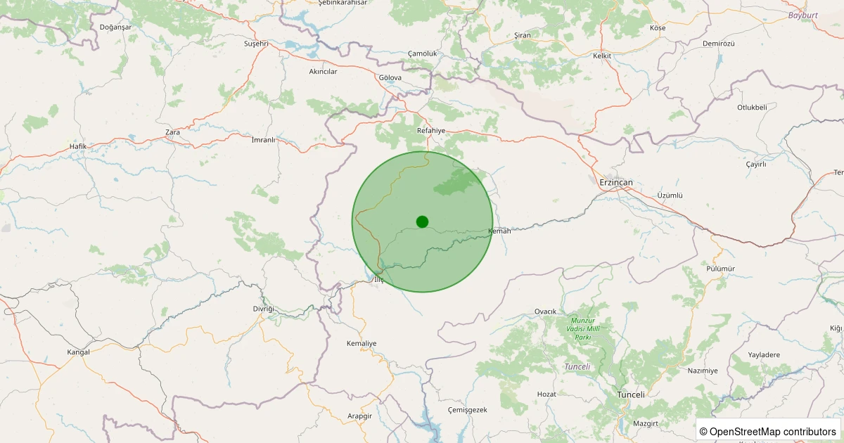 12 Kasım 2025 saat 06:04 - Kemah - Seringöze Köyü - 1.60ml depreminin harita gösterimi