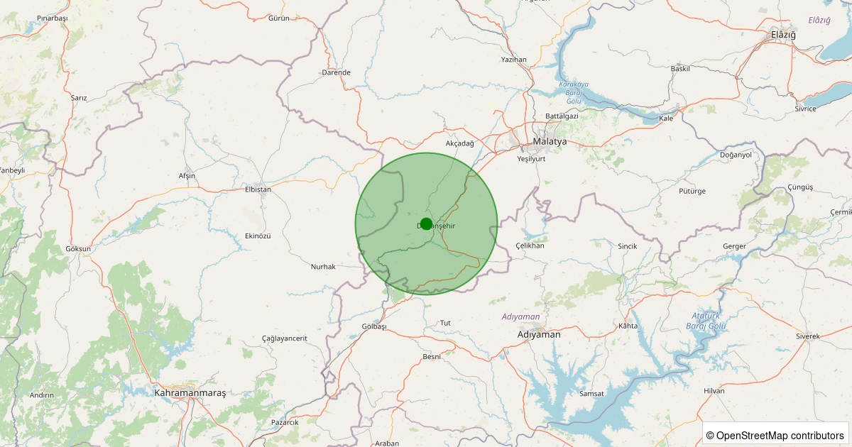 12 Kasım 2025 saat 06:22 - Doğanşehir - Topraktepe - 1.50ml depreminin harita gösterimi