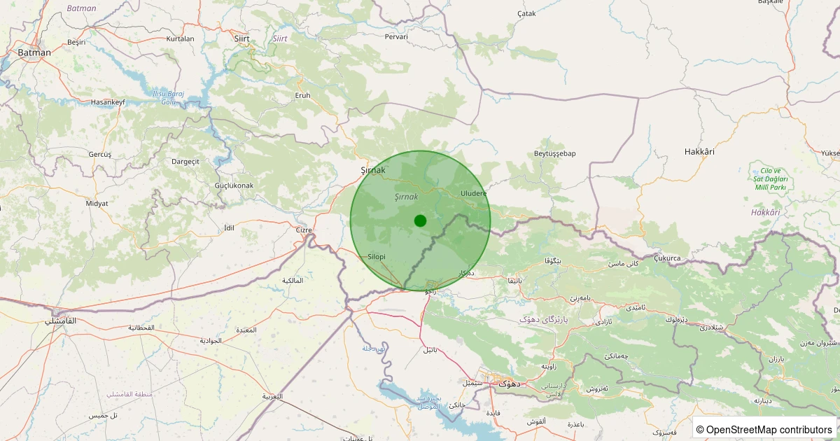 12 Kasım 2025 saat 06:37 - Silopi - Aksu Köyü - 1.80ml depreminin harita gösterimi