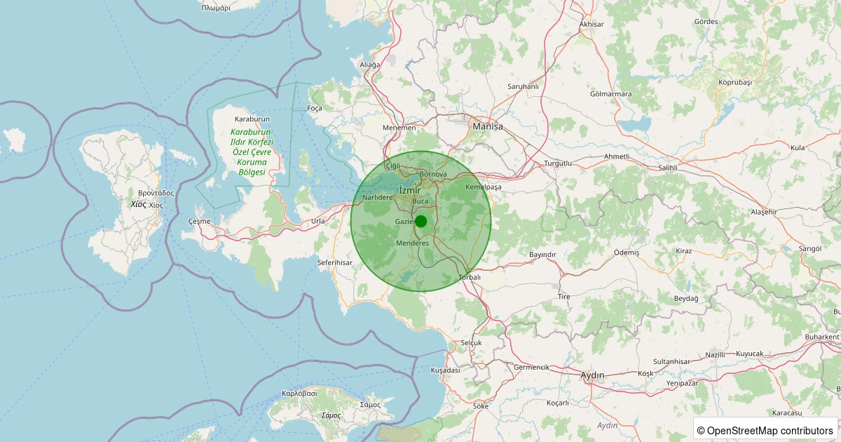 12 Kasım 2025 saat 07:28 - Gaziemir - Dokuzeylül - 1.90ml depreminin harita gösterimi