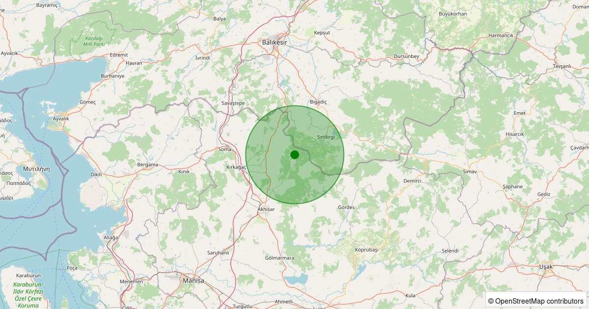 12 Kasım 2025 saat 11:12 - Akhisar - 1.20ml depreminin harita gösterimi