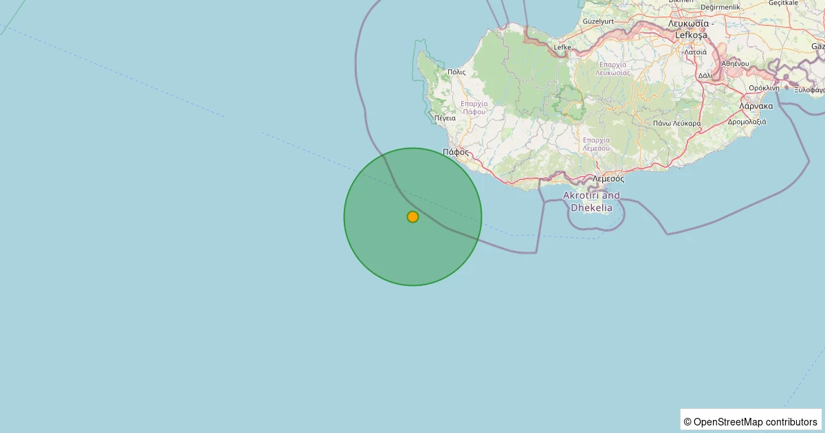 12 Kasım 2025 saat 12:41 - Akdeniz - 4.80MW depreminin harita gösterimi