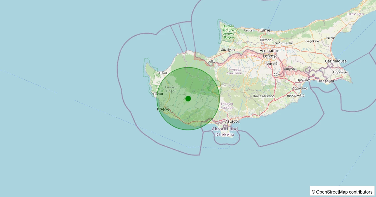 12 Kasım 2025 saat 13:04 - KIBRIS - 3.20ml depreminin harita gösterimi