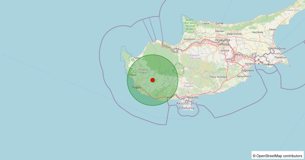 12 Kasım 2025 saat 12:31 - KIBRIS - 5.20ml depreminin harita gösterimi