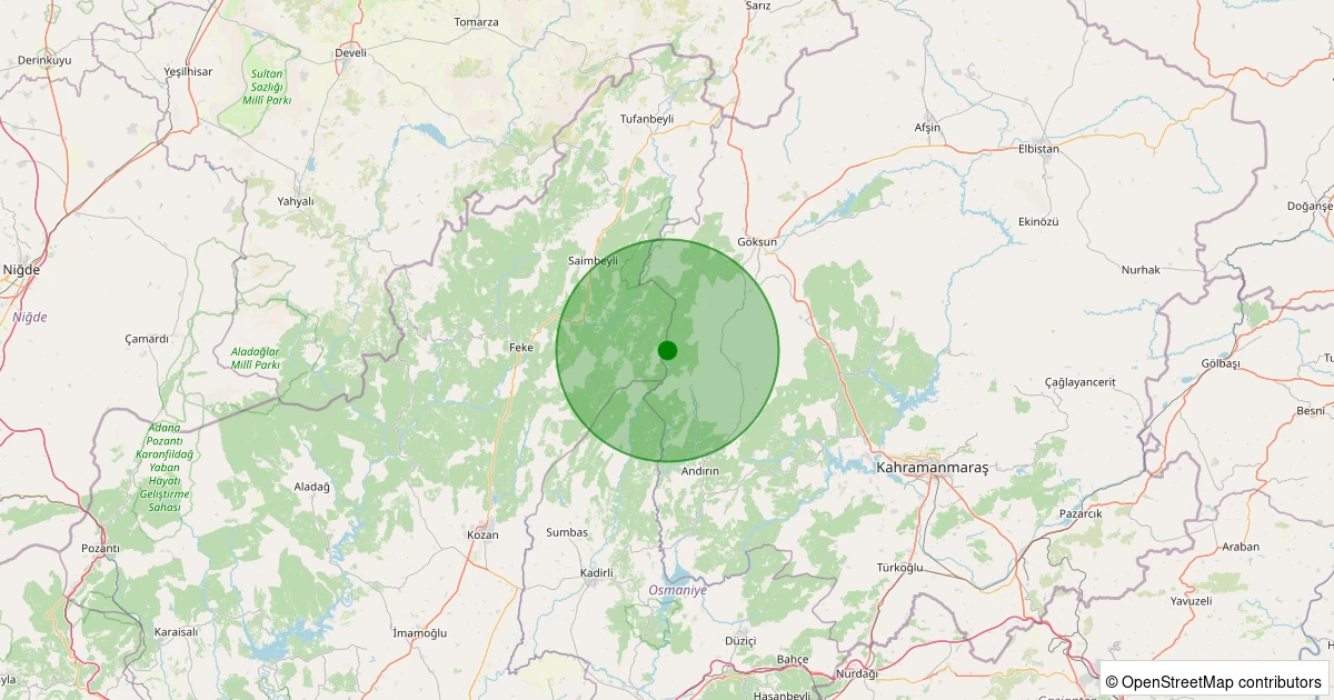 12 Kasım 2025 saat 19:59 - Andırın - Çığşar Köyü - 3.00ml depreminin harita gösterimi