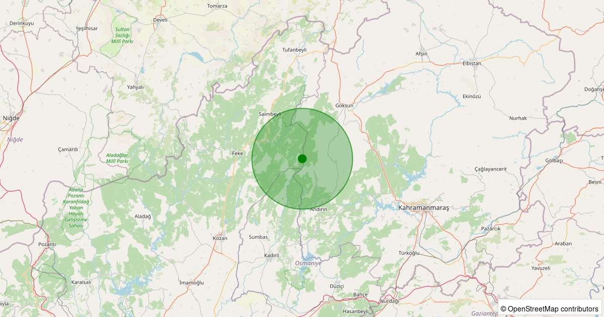 12 Kasım 2025 saat 19:59 - Andırın - Çığşar Köyü - 2.90ml depreminin harita gösterimi