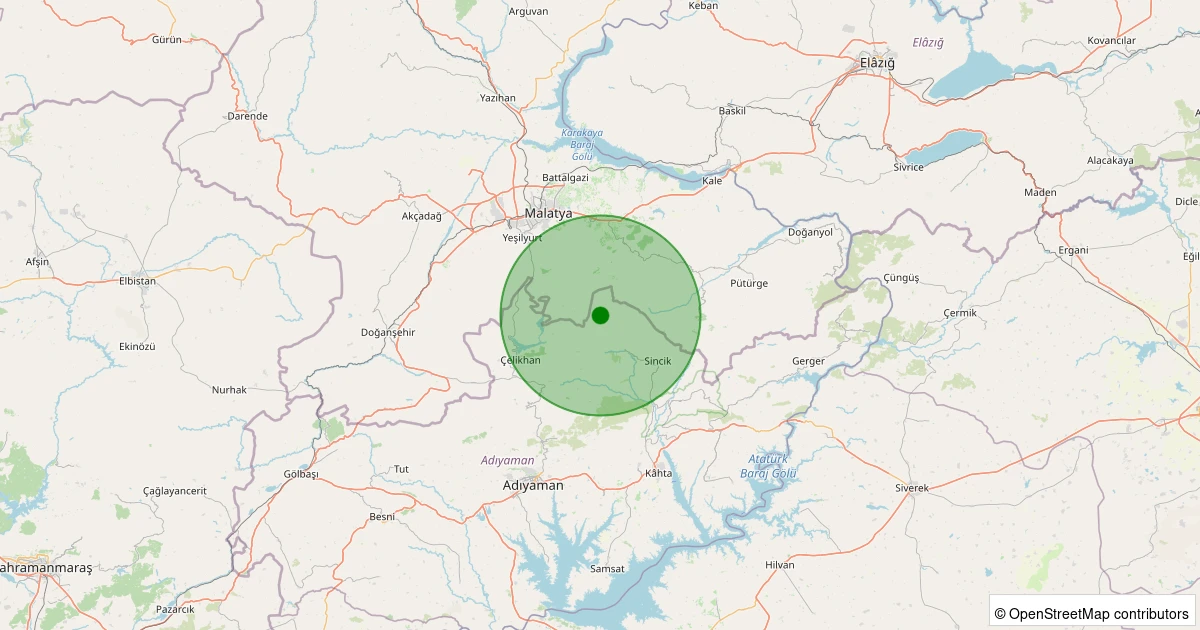 12 Kasım 2025 saat 20:37 - Sincik - Karaköse Köyü - 2.20ml depreminin harita gösterimi