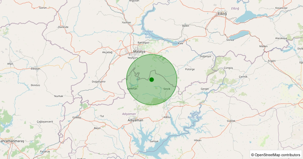 12 Kasım 2025 saat 21:13 - Sincik - Karaköse Köyü - 1.80ml depreminin harita gösterimi
