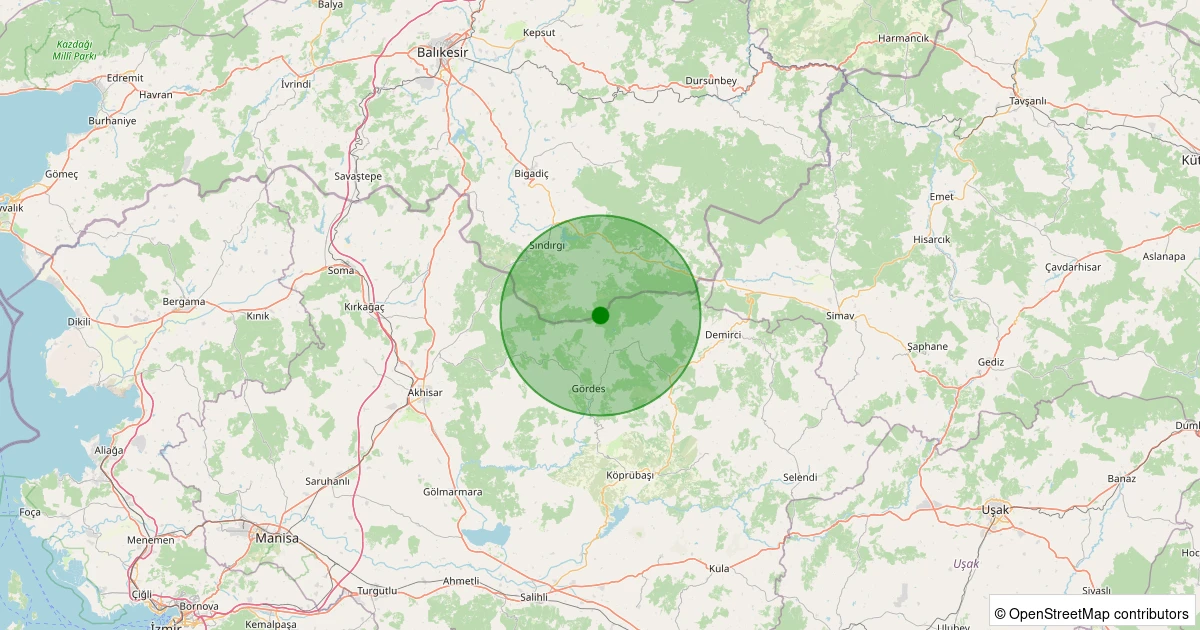 13 Kasım 2025 saat 00:22 - Gördes - Şeyhyayla - 1.70ml depreminin harita gösterimi