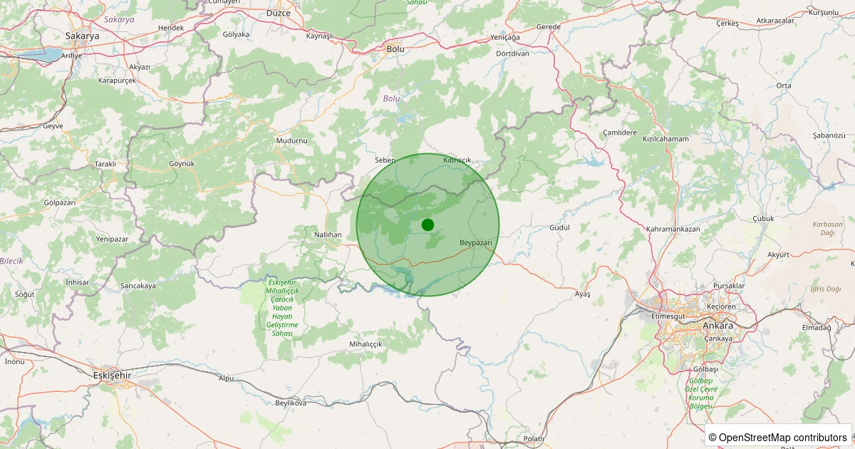 13 Kasım 2025 saat 00:48 - Beypazarı - Sekli - 1.90ml depreminin harita gösterimi