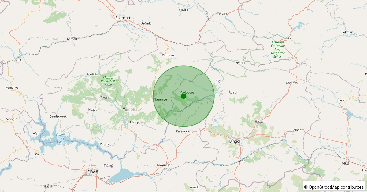 13 Kasım 2025 saat 01:57 - Yayladere - Haktanır - 1.90ml depreminin harita gösterimi