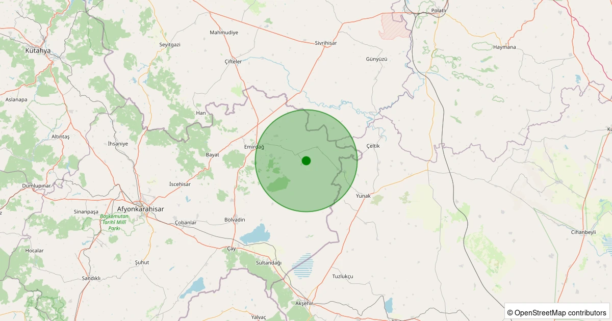 13 Kasım 2025 saat 04:16 - Emirdağ - Bademli/Adalet Köyü - 0.90ML depreminin harita gösterimi