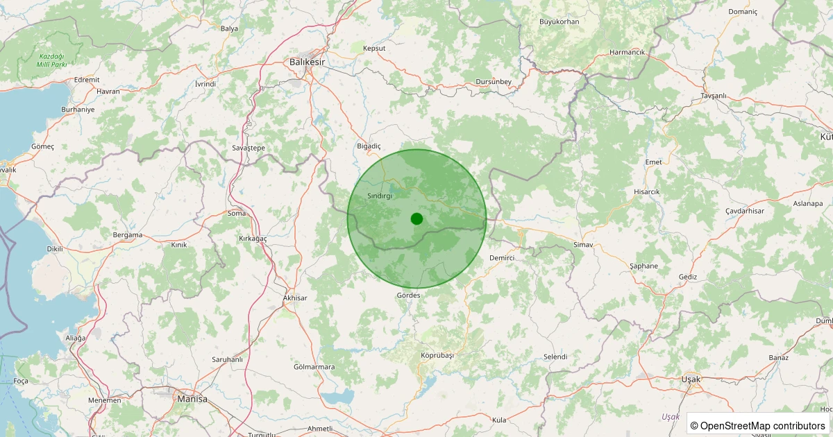 13 Kasım 2025 saat 07:55 - Sındırgı - Küçükdağdere - 3.90ML depreminin harita gösterimi