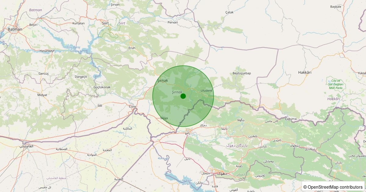 13 Kasım 2025 saat 08:01 - Silopi - Ballıkaya Köyü - 1.90ml depreminin harita gösterimi