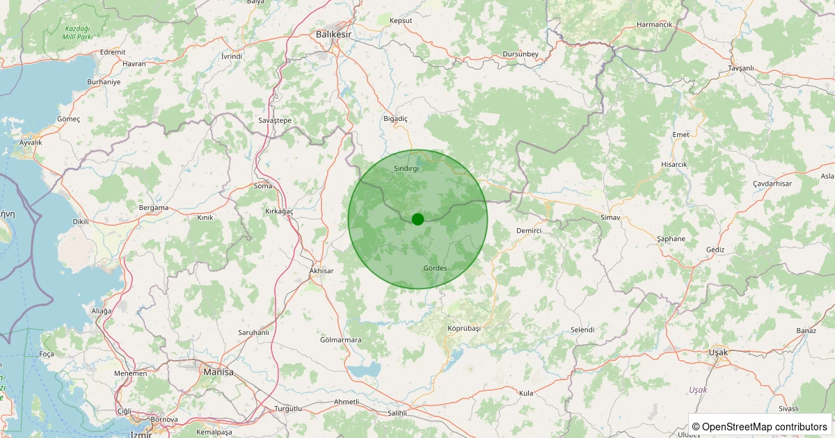 13 Kasım 2025 saat 09:31 - Gördes - 1.50ml depreminin harita gösterimi