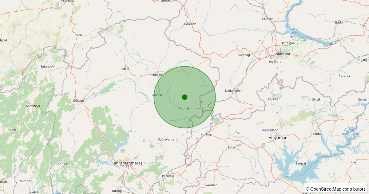 13 Kasım 2025 saat 23:54 - Nurhak - 1.80ml depreminin harita gösterimi