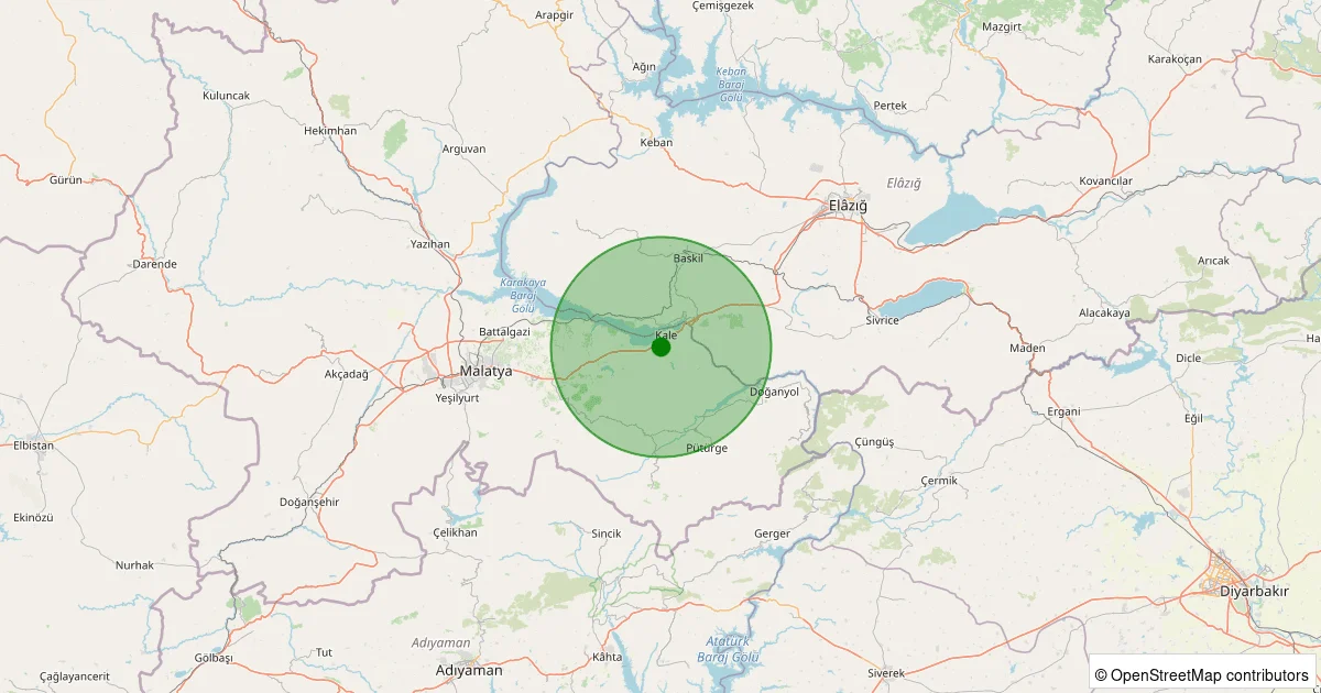 10 Ekim 2025 saat 07:44 - Kale - Mahmut Dursun - 2.30ml depreminin harita gösterimi