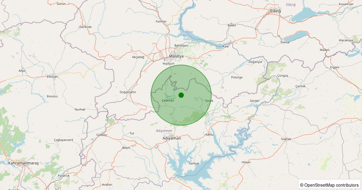 14 Kasım 2025 saat 04:19 - Çelikhan - Taşdamlar Köyü - 1.40ml depreminin harita gösterimi