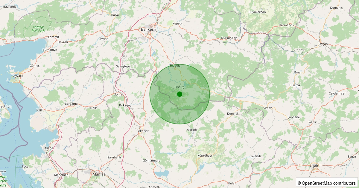 14 Kasım 2025 saat 05:34 - Sındırgı - Yaylacık - 2.70ML depreminin harita gösterimi