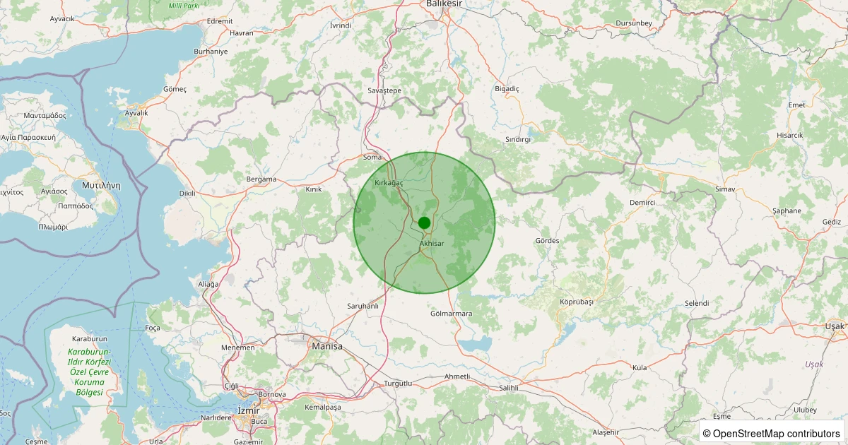 14 Kasım 2025 saat 12:22 - Akhisar - Medar Köyü - 1.50ml depreminin harita gösterimi