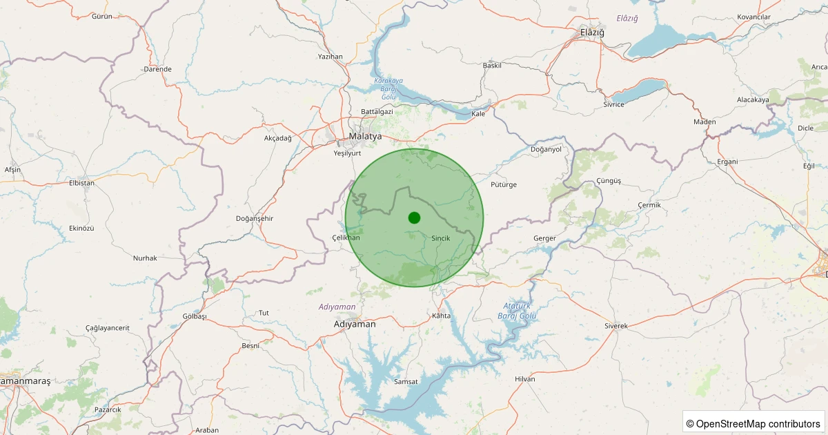 13 Kasım 2025 saat 02:19 - Sincik - Yarpuzlu Köyü - 1.40ml depreminin harita gösterimi