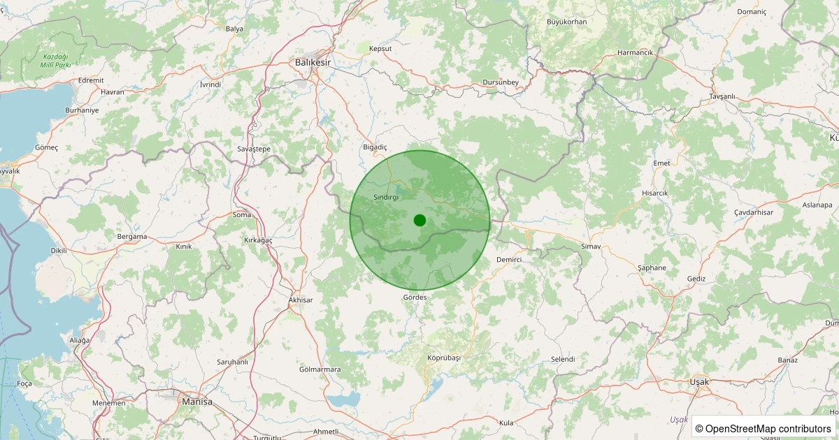 14 Kasım 2025 saat 19:14 - Sındırgı - Küçükdağdere - 1.50ml depreminin harita gösterimi