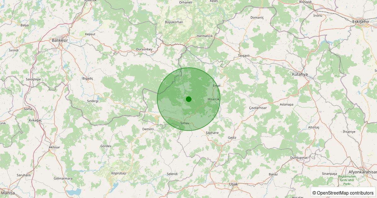 10 Ekim 2025 saat 10:09 - Simav - Maden Köyü - 0.50ml depreminin harita gösterimi