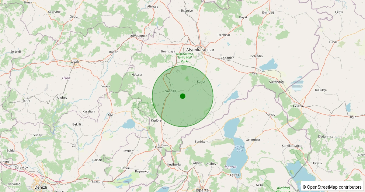 14 Kasım 2025 saat 21:21 - Sandıklı - Bekteş Köyü - 1.70ml depreminin harita gösterimi