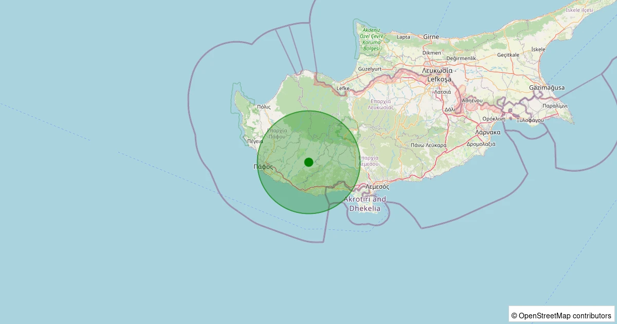 14 Kasım 2025 saat 22:37 - KIBRIS - 1.70ml depreminin harita gösterimi