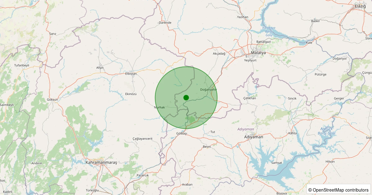 15 Kasım 2025 saat 01:29 - Doğanşehir - Beğre - 1.70ml depreminin harita gösterimi