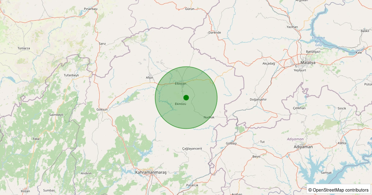 15 Kasım 2025 saat 04:29 - Elbistan - Gümüşdöven Köyü - 1.20ml depreminin harita gösterimi