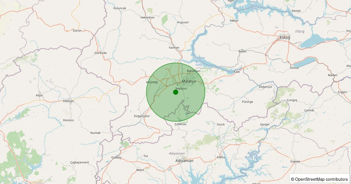 10 Ekim 2025 saat 11:02 - Yeşilyurt - Seyituşağı - 1.10ML depreminin harita gösterimi