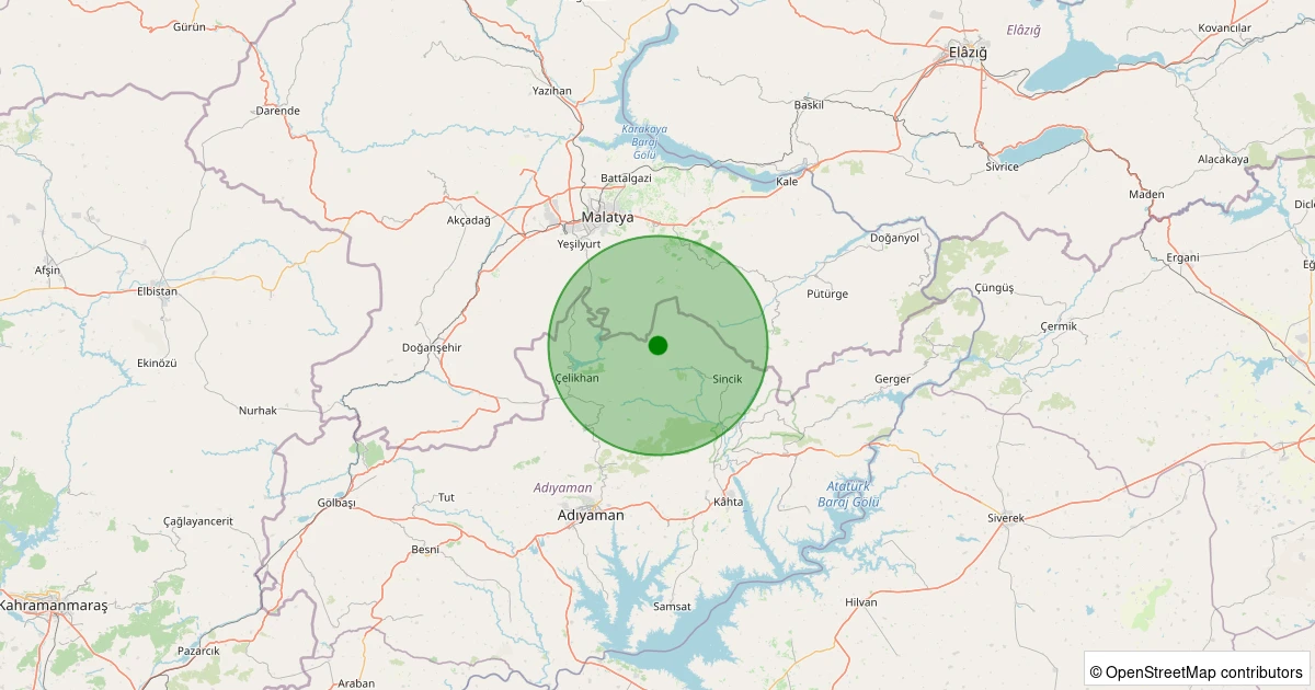 15 Kasım 2025 saat 04:34 - Sincik - Şahinbeyler Köyü - 1.00ml depreminin harita gösterimi