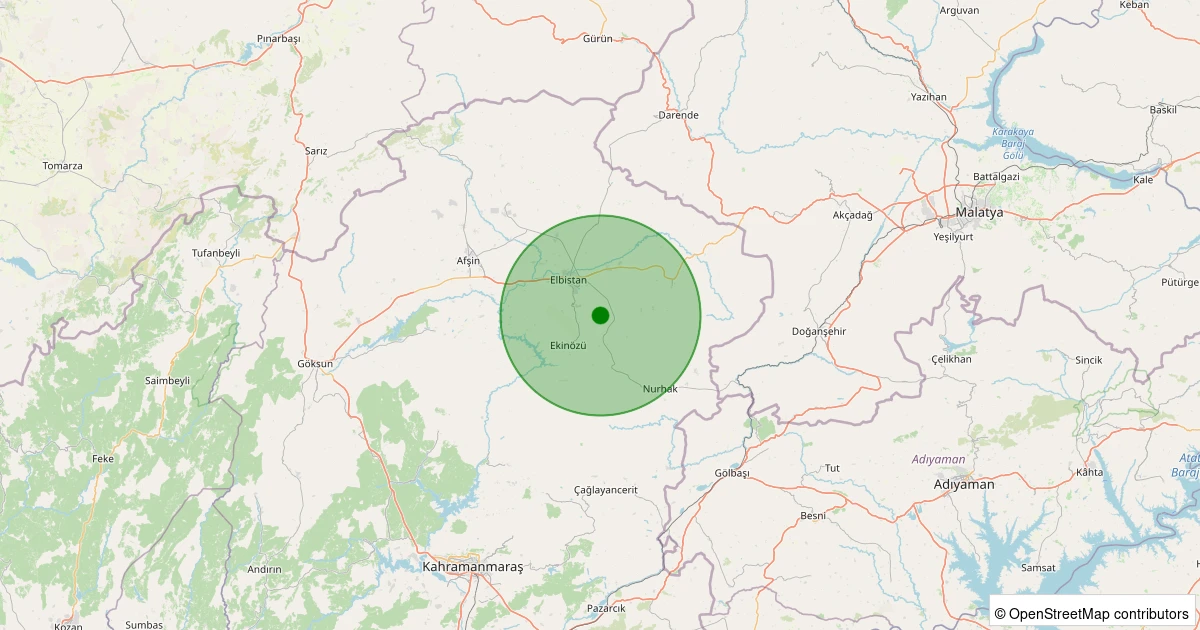 15 Kasım 2025 saat 04:49 - Elbistan - Gümüşdöven Köyü - 1.20ml depreminin harita gösterimi