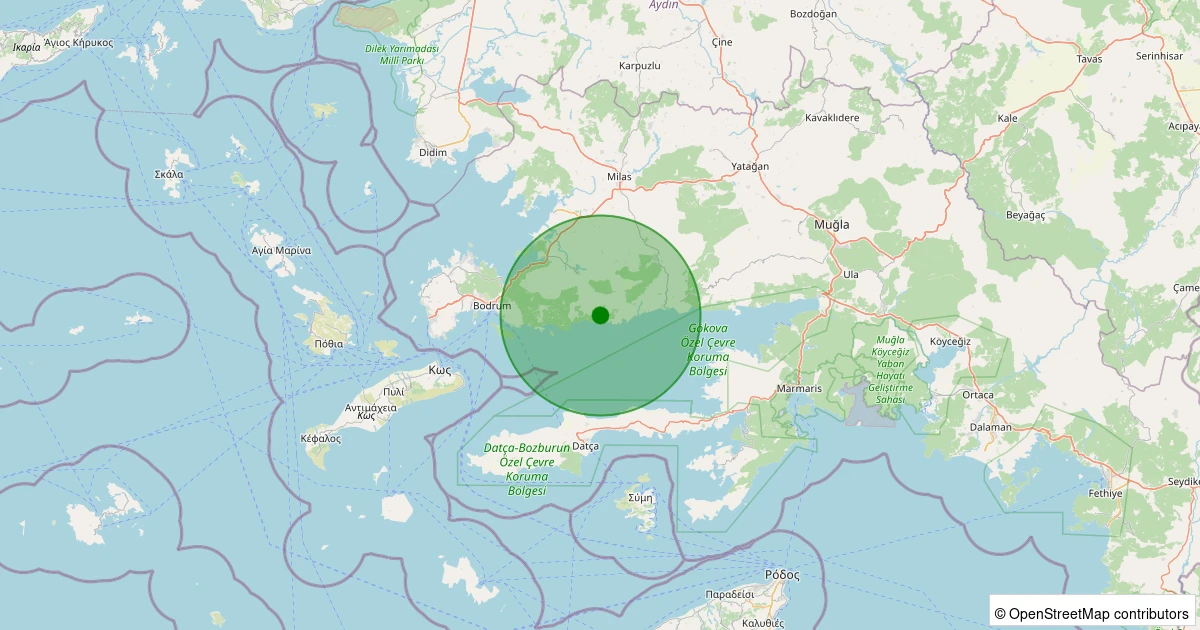 15 Kasım 2025 saat 06:48 - Bodrum - Mazı - 1.60ml depreminin harita gösterimi