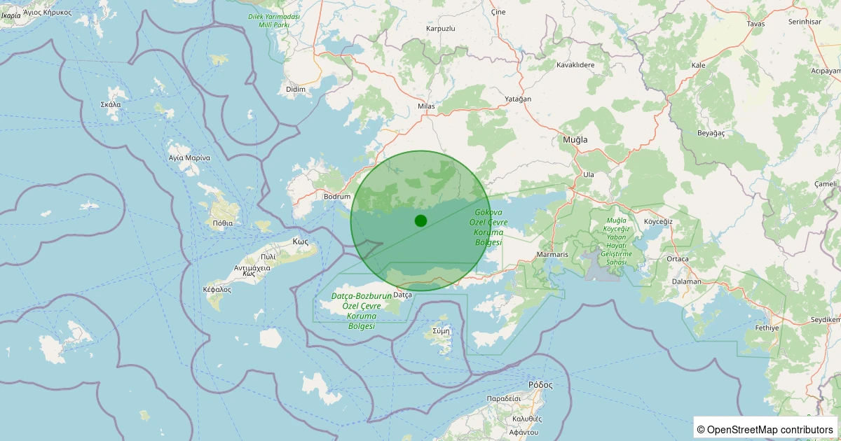 15 Kasım 2025 saat 06:48 - Ege Denizi - Gökova Körfezi - [06.34 km] Bodrum (Muğla) - 1.60ML depreminin harita gösterimi