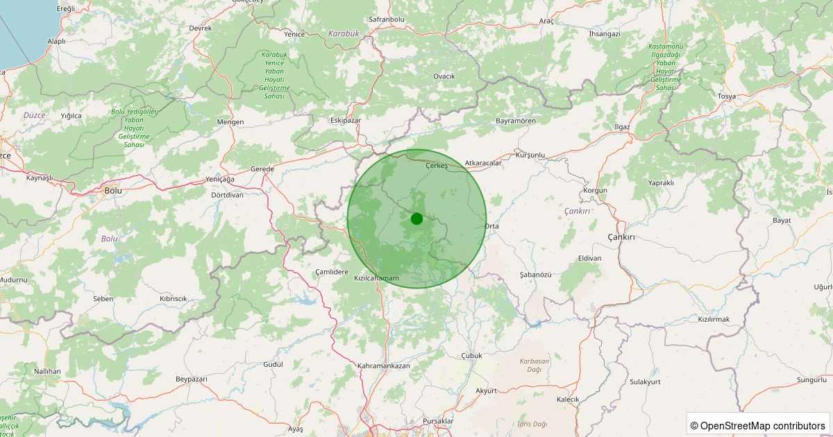 15 Kasım 2025 saat 08:35 - Kızılcahamam - Yağcı Hüseyin - 1.40ml depreminin harita gösterimi