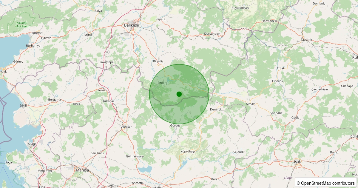 15 Kasım 2025 saat 11:21 - Sındırgı - Küçükdağdere - 1.00ml depreminin harita gösterimi